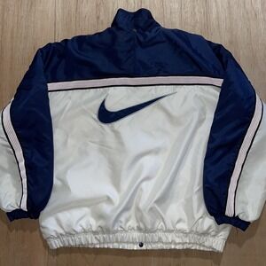 Vintage 90s Nike Center Swoosh Quilt Insulated Blue White Jacket Size‎ XXL